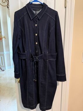 White House Black Market Navy Denim Shirt Dress